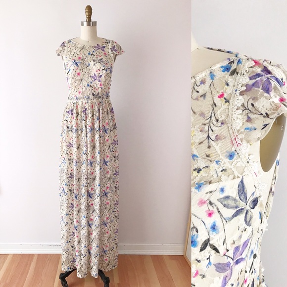 Free People Dresses & Skirts - Free People Cherry Blossom Maxi Dress Sheer White
